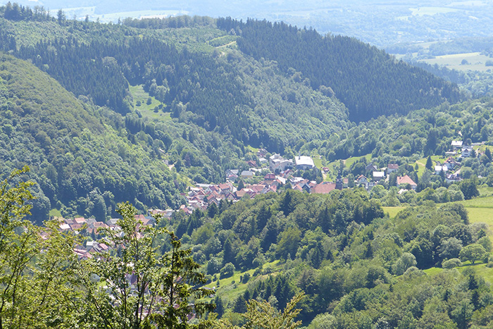 Blick über Kleinschmalkalden am Rennsteig in der Gemeinde Floh-Seligenthal