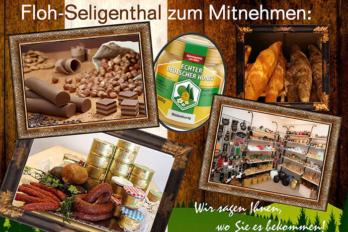 Regionale Produkte, Nougat, Fleisch- und Wurstwaren, Glocken, Honig aus Floh-Seligenthal