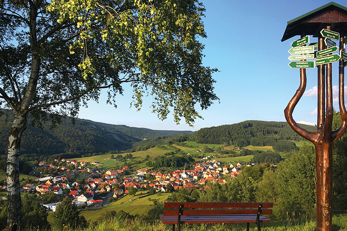 Blick über Struth-Helmershof am Rennsteig in der Gemeinde Floh-Seligenthal