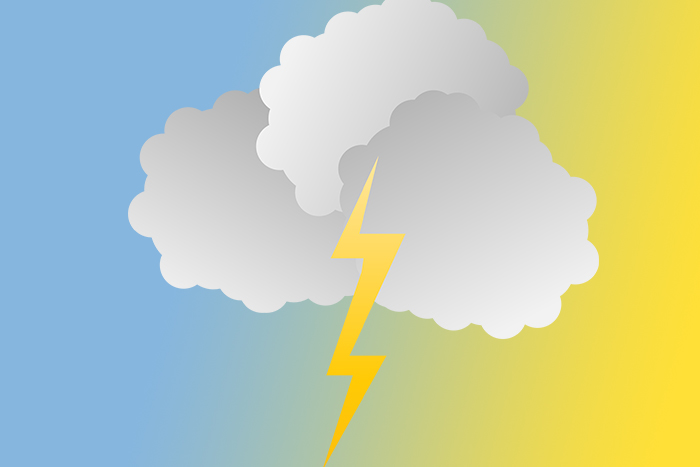 Bildkomposition Gewitterwolke mit Blitz