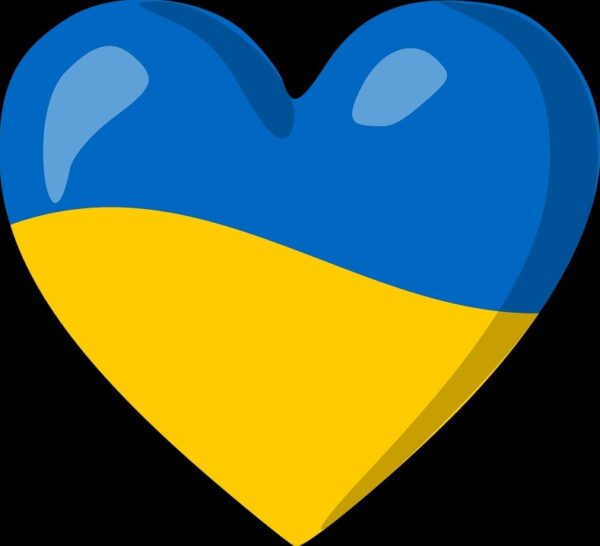 Blau-gelbes Herz in den Farben der ukrainischen Flagge